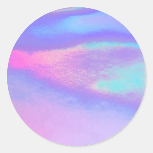 Pegatina Redonda Faux Holographic Purple Personalizado Trendy (Anverso)