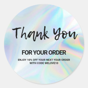 Pegatina Redonda Faux Holographic Small Business Discount