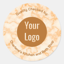 Pegatina Redonda Faux Naranja Marble