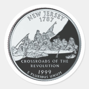 Pegatina Redonda Faux New Jersey State Quarter
