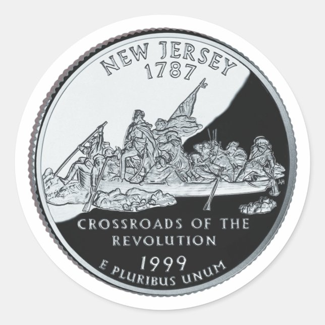 Pegatina Redonda Faux New Jersey State Quarter (Anverso)