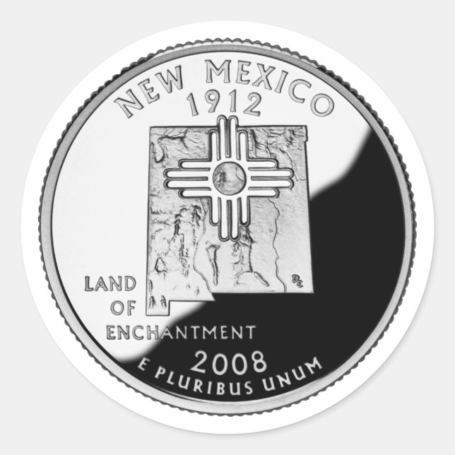 Pegatina Redonda Faux New Mexico State Quarter (Anverso)