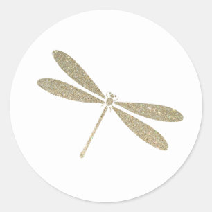 Pegatina Redonda Faux Purpurina Dragonfly