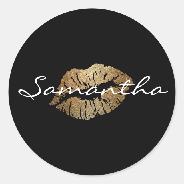 Pegatina Redonda Faux Purpurina Gold Kiss (Anverso)