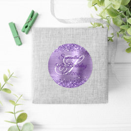 Pegatina Redonda Faux Purpurinoso luz Relieve metalizado púrpura 50