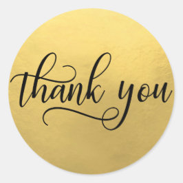 Pegatina Redonda Faux RELIEVE METALIZADO DORADO Black Script Callig