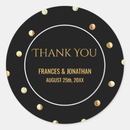 Pegatina Redonda Faux Relieve metalizado dorado Confetti | Boda Gra