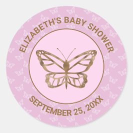 Pegatina Redonda Faux Relieve metalizado dorado Look Butterfly - Pu