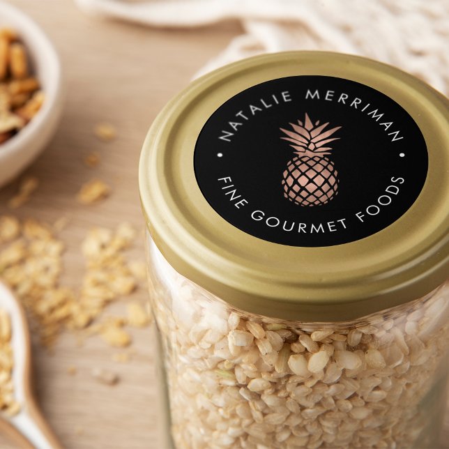 Pegatina Redonda Faux Rosa Gold Pineapple (Subido por el creador)