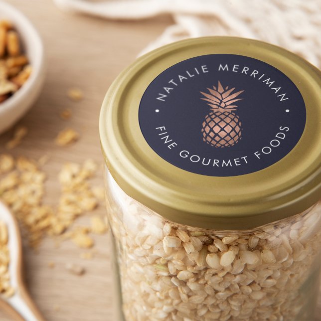 Pegatina Redonda Faux Rosa Gold Pineapple (Subido por el creador)