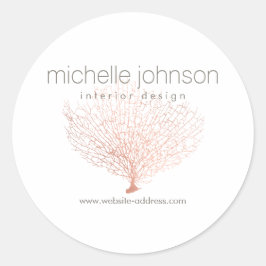 Pegatina Redonda Faux Rosa Gold Sea Fan Coral