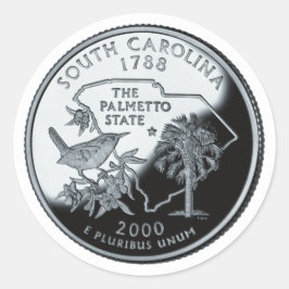 Pegatina Redonda Faux South Carolina State Quarter