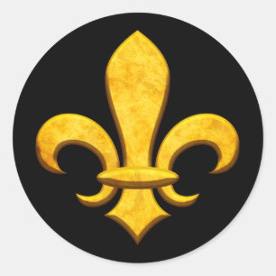 Pegatina Redonda Faux Stone Gold Fleur de lis