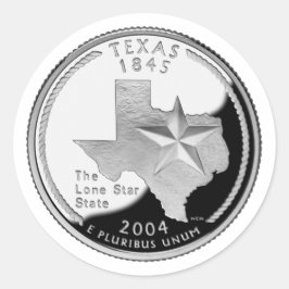 Pegatina Redonda Faux Texas State Quarter