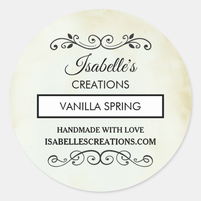 Pegatina Redonda Faux Vintage Parchment Western Style (Anverso)