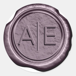Pegatina Redonda Faux Wax Boda Initials Dk Mauve ID967