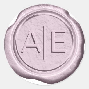 Pegatina Redonda Faux Wax Boda Initials Lt Mauve ID967