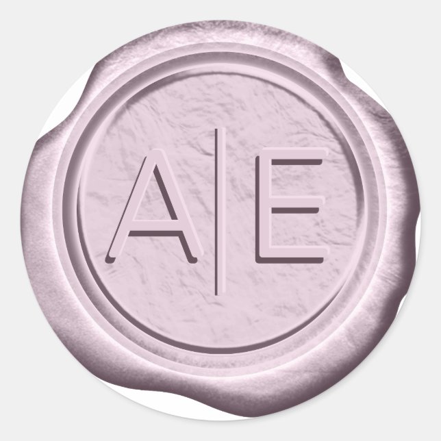 Pegatina Redonda Faux Wax Boda Initials Lt Mauve ID967 (Anverso)