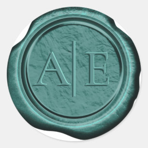Pegatina Redonda Faux Wax Bodas Iniciales Emerald Gr ID881