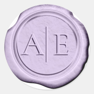 Pegatina Redonda Faux Wax Bodas Iniciales Lavender ID990