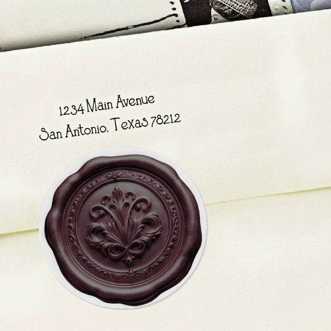 Pegatina Redonda Faux Wax Envelope Seal Style 4 Dark Chocolate (Subido por el creador)