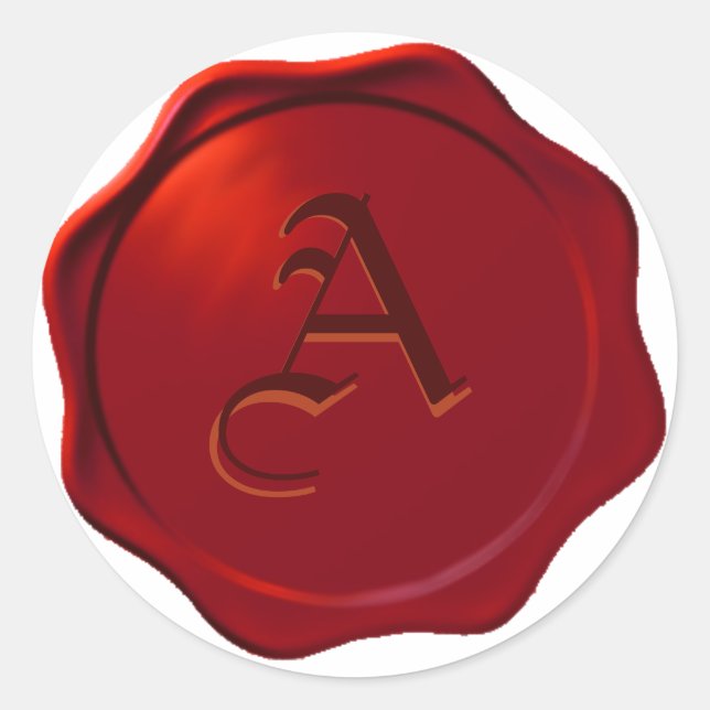 Pegatina Redonda Faux Wax Seal 2 con tu elección inicial! (Anverso)