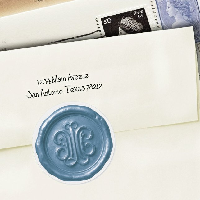 Pegatina Redonda Faux Wax Seal Deep Impression Blue (Subido por el creador)