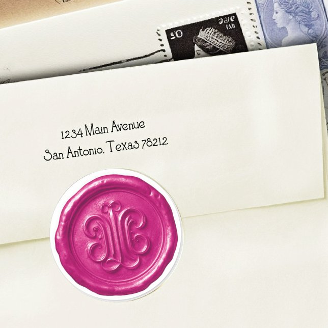 Pegatina Redonda Faux Wax Seal Deep Impression Hot Pink (Subido por el creador)