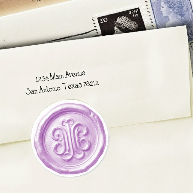 Pegatina Redonda Faux Wax Seal Deep Impression Light Purple (Subido por el creador)