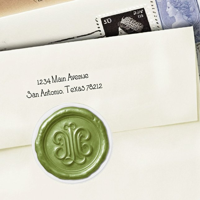 Pegatina Redonda Faux Wax Seal Deep Impression Olive Green (Subido por el creador)