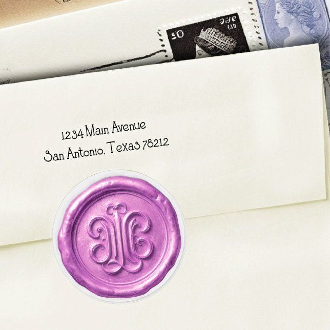 Pegatina Redonda Faux Wax Seal Deep Impression Orchid Purple (Subido por el creador)
