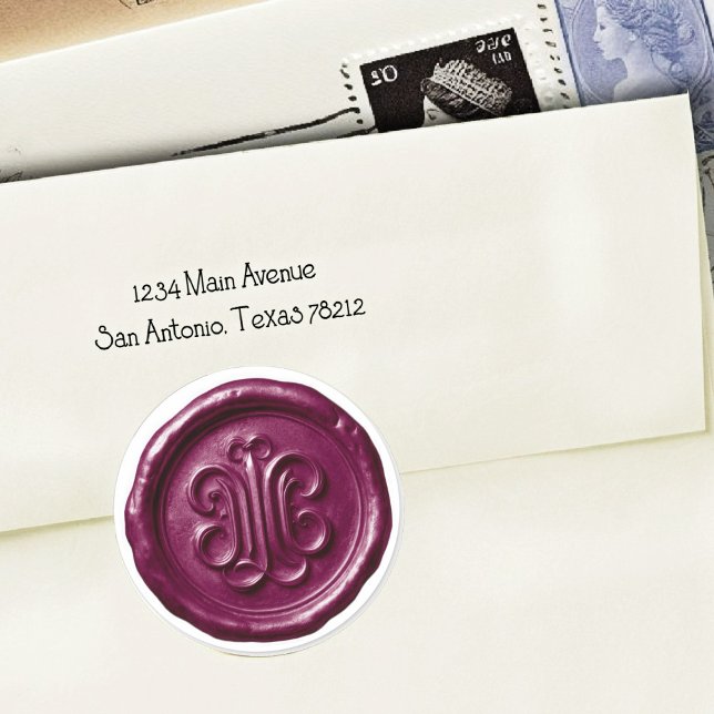 Pegatina Redonda Faux Wax Seal Deep Impression Plum (Subido por el creador)