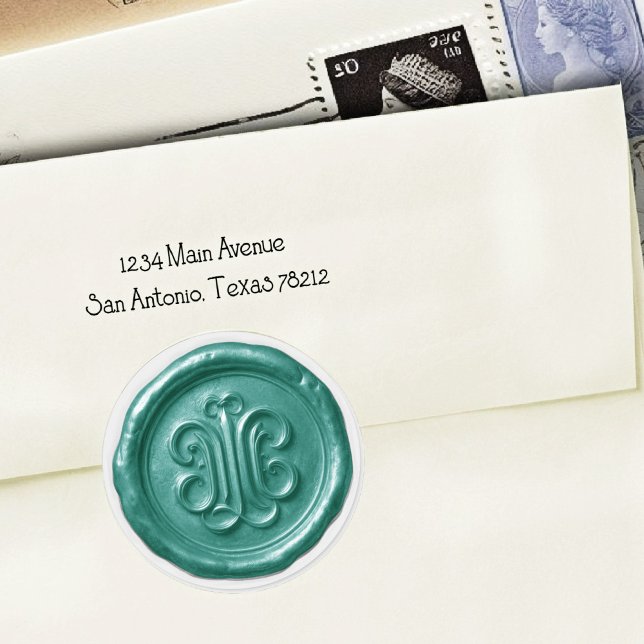 Pegatina Redonda Faux Wax Seal Deep Impression Teal Blue  (Subido por el creador)