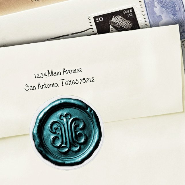Pegatina Redonda Faux Wax Seal Deep Impression Teal Blue 2 (Subido por el creador)