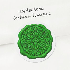 Pegatina Redonda Faux Wax Seal, Grass Green