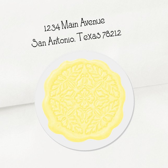 Pegatina Redonda Faux Wax Seal, Lemon Yellow (Subido por el creador)
