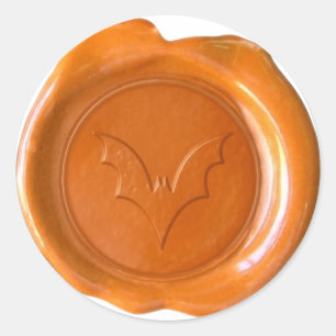 Pegatina Redonda Faux Wax Seal - Naranja - BAT 01