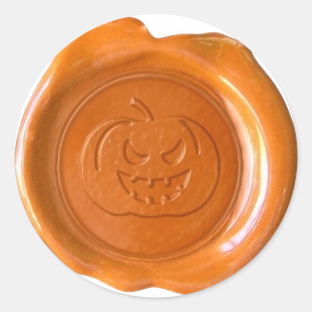 Pegatina Redonda Faux Wax Seal - Naranja - JACK-O-LANTERN 01 (Anverso)