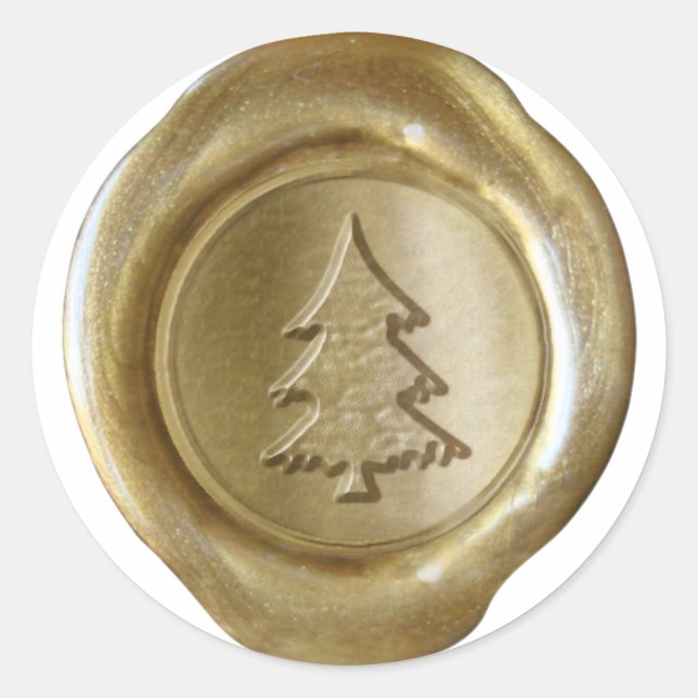 Pegatina Redonda Faux Wax Seal - Oro - NAVIDAD ÁRBOL II (Anverso)