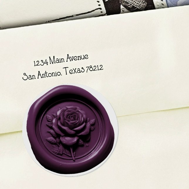 Pegatina Redonda Faux Wax Seal Purple 5 Rose Deep Impression (Subido por el creador)