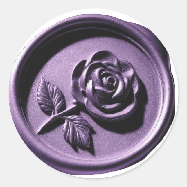 Pegatina Redonda Faux Wax Seal Purple Rosa Deep Impression (Anverso)