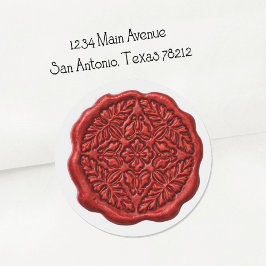 Pegatina Redonda Faux Wax Seal, Red