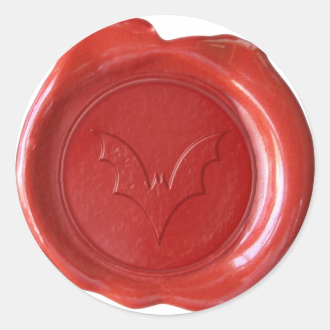 Pegatina Redonda Faux Wax Seal - Rojo - BAT 01 (Anverso)