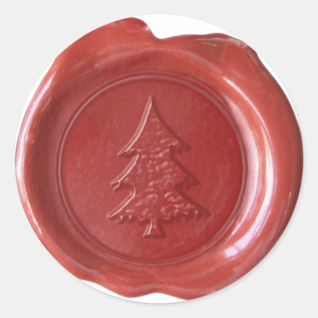 Pegatina Redonda Faux Wax Seal - Rojo - NAVIDAD ÁRBOL II (Anverso)