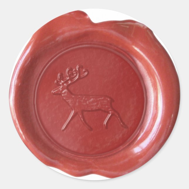 Pegatina Redonda Faux Wax Seal - Rojo - REINDEER (Anverso)