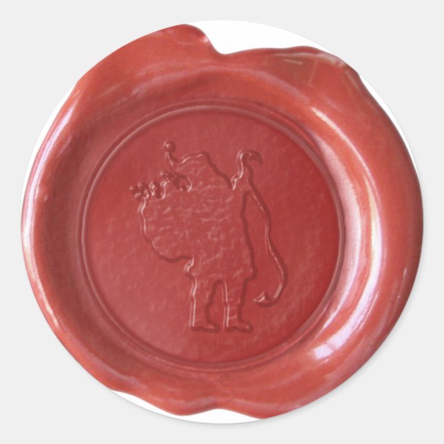Pegatina Redonda Faux Wax Seal - Rojo - SANTA (Anverso)
