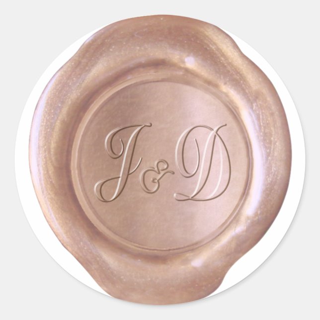 Pegatina Redonda Faux Wax Seal - Rosa Gold - Personalizado J&D (Anverso)