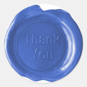 Pegatina Redonda Faux Wax Seals - Azul - Negrita - Gracias