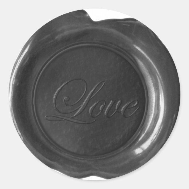 Pegatina Redonda Faux Wax Seals - Black Script - Love (Anverso)