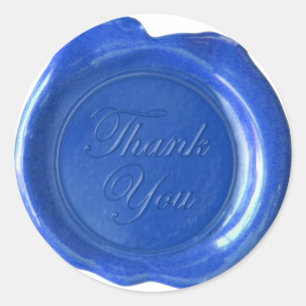 Pegatina Redonda Faux Wax Seals - Blue Script - Gracias